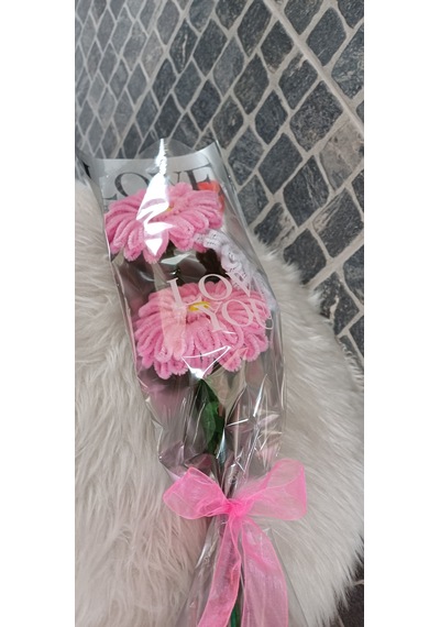 Solmayan Çiçek Gerbera - Özel Gün Çiçek- Yapaydır - Şönil Çiçek Beyaz - pembe