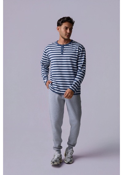 Defys Defy S Erkek Oversize Çizgili Uzun Kollu Çıtçıtlı Yaka Tişört İndigo-beyaz - 611495481 İndigo-beyaz Defys Defy S Erkek Oversize Çizgili Uzun Kollu Çıtçıtlı Yaka Tişört İndigo-beyaz - 611495481 İndigo-beyaz