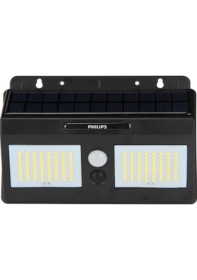 Philips BWS010 10W Solar Güneş Enerjili Duvar Aplik Beyaz Işık - Dış Mekan Sensörlü Aydınlatması Siyah