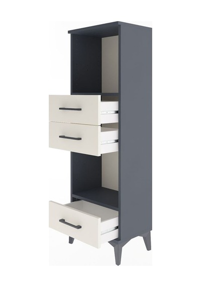Arges Dolap 2 Raflı 3 Çekmeceli 44x30x134 Antrasit-aytaşı Antrasit