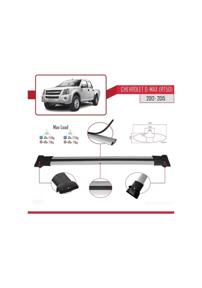 Chevrolet D-max Rt50 2012-2015 Arası İle Uyumlu Fly Model Ara Atkı Tavan Barı Gri