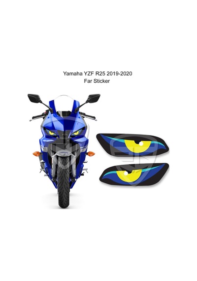 Yamaha Yzf R25 2019-2020 Kızgın Göz Sarı Yeşil Mavi Stiker Far Gö