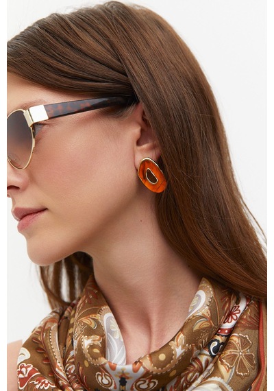Oval Reçine Küpe Gold
