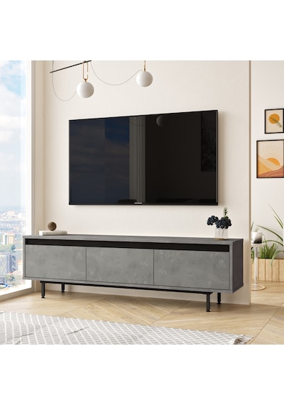 Robinhome Robin Home Diego Tv Ünitesi Tv Sehpası Metal Ayaklı 160Cm Beton-S