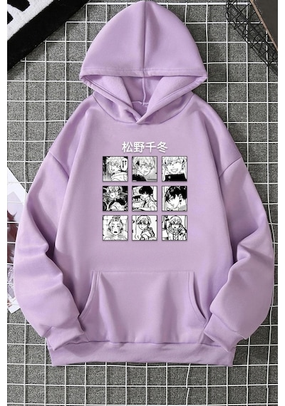 Uyguntarz Unisex Ken Kaneki Baskılı Sweatshirt Lila