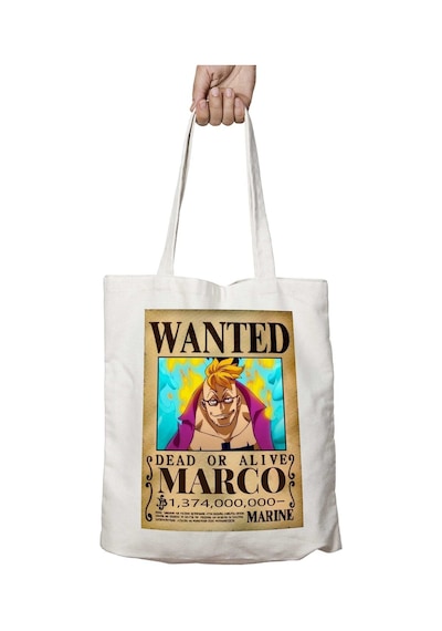 Art Hediye Wanted Marco Anime İki Tarafı Kalıcı Baskılı Yıkanabilir Okul Plaj Omuz Bez Çantası Çok Renkli