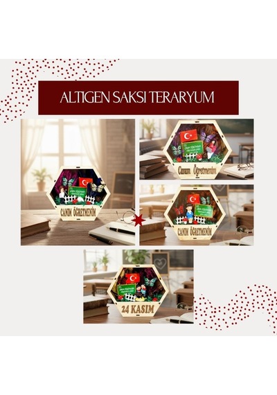 Altıgen Saksı Teraryum - Öğretmenler Günü Hediyesi 1