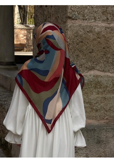 Qalortex Scarf Pamuklu Soft Rânâ Desen Eşarp-bordo