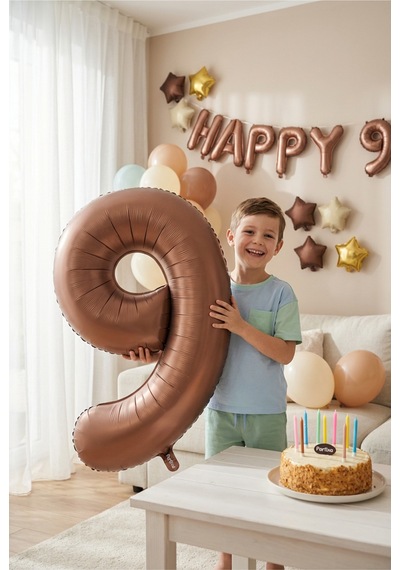 Çikolata Kahverengi Retro Rakam 9 Folyo Balon 32 İnç 9 Yaş Doğum Günü Vintage Konsept Parti Sayı Dekorasyon Balonu Çok Renkli