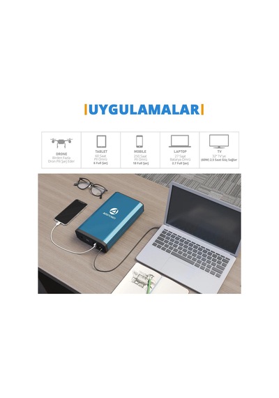 Acopoer X230 14.8Volt 13Amper Li-ion Yedek Buzdolabı Aküsü + Powerbank + LED Lamba