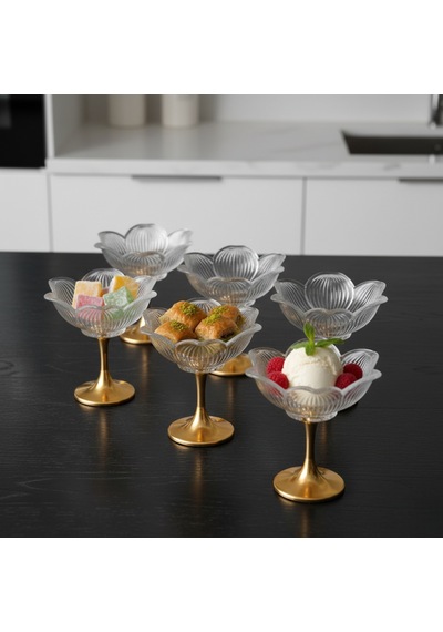 Lotus Metal Ayaklı Sunumluk 6 Lı Sade Beyaz
