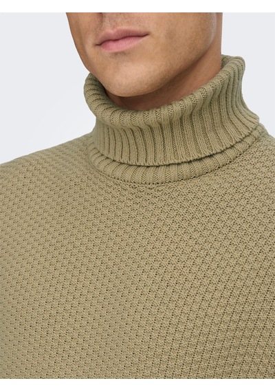 Only & Sons Onstuck 7 Roll Neck Knit Erkek Bej Kazak - 22022595