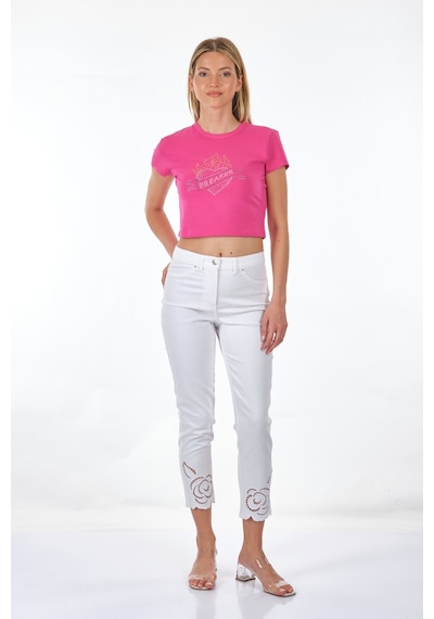 Only Sıfır Yaka Fuşya Kadın T-shirt 15286662 001