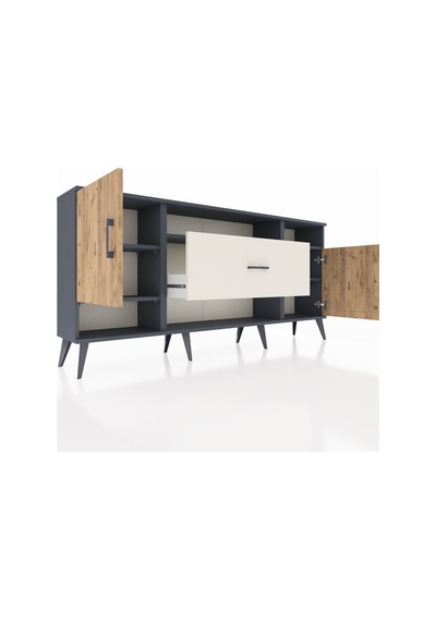 Arges Konsol 5 Raflı Tek Çekmeceli 2 Kapaklı 176x30x83 Antrasit-çam/aytaşı Çam/aytaşı Arges Konsol 5 Raflı Tek Çekmeceli 2 Kapaklı 176x30x83 Antrasit-çam/aytaşı Çam/aytaşı