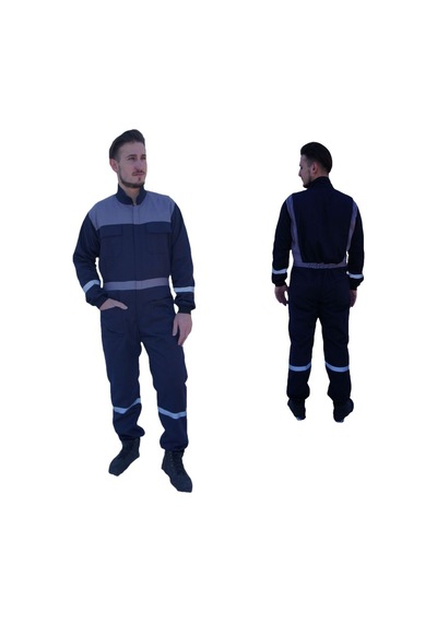Uniprom Erkek İş Tulumu Boy Tulum Mevsimlik Lacivert-gri