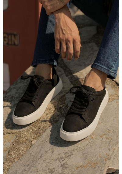 Mubiano Hakiki Deri Mbnbkm3-s Erkek Nubuk Siyah Sneaker & Spor Ayakkabı Siyah