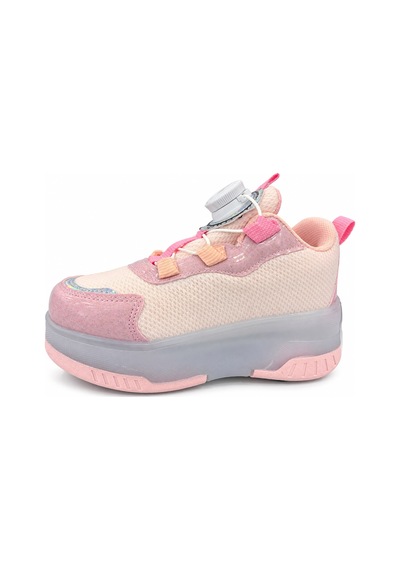 Papucumun Dünyası Kız Çocuk Işıklı Patenli Mekanizma Bağcıklı Sneaker Pembe