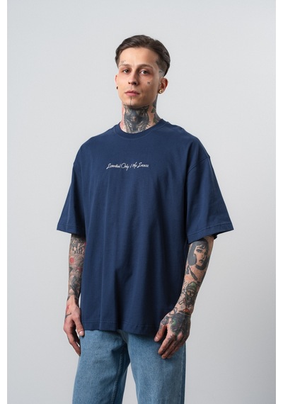 Respire Erkek Essential Nakış Detaylı Oversize T-shirt Lacivert