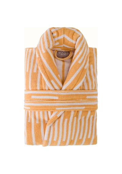 Piano %100 Pamuk Jakarlı Unisex Bornoz Sarı