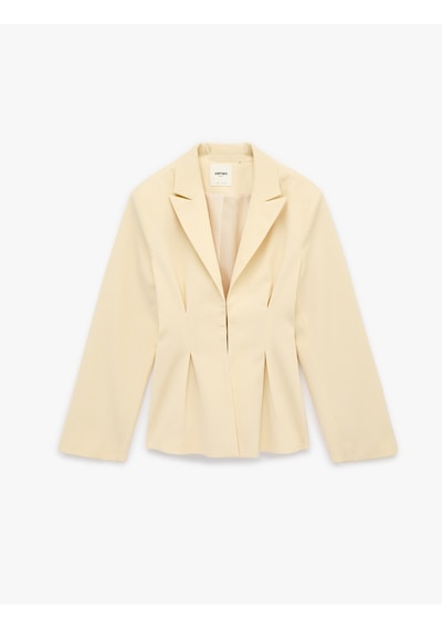 Koton Dikiş Detaylı V Yaka Uzun Kollu Peplum Blazer Ceket Sarı 6sak50107uw