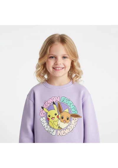 Pokeman Kız Çocuk Sweatshirt LİLA