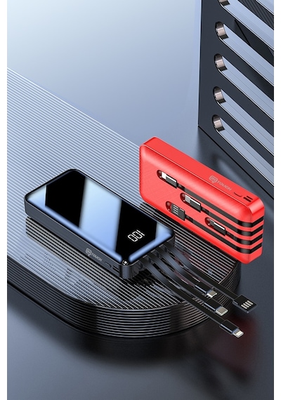 Intouch 20000Mah Prime Dijital Göstergeli Çoklu Kablolu Powerbank,Kırmızı Intouch 20000Mah Prime Dijital Göstergeli Çoklu Kablolu Powerbank,Kırmızı