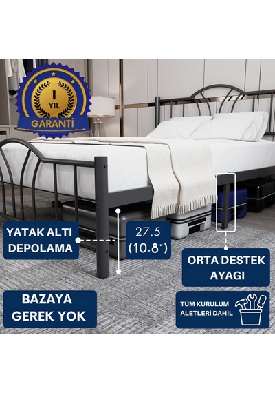 Aksviva Bella Tek Kişilik Ferforje Metal Karyola