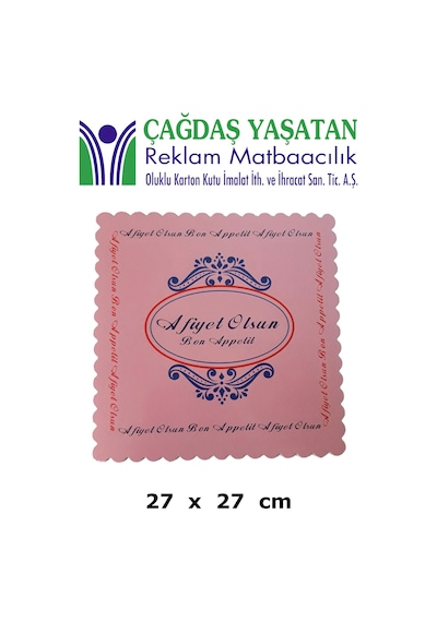 Karton Pasta Altlığı Pembe 27 X 27 100 Adet - 058