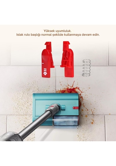 Dyson V12 Slim / V15 Islak Rulo Başlık İle Uyumlu Mandal Ve Yay Değişim Kiti