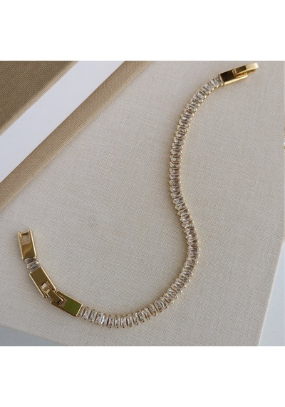 Lente Aksesuar Gold Full Baget Zirkon Taşlı Lüks Su Yolu Bileklik - 14k Altın Kaplama Xuping Altın