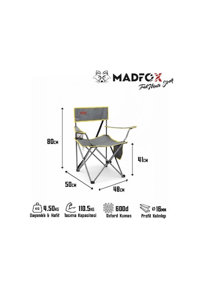 Madfox Trekmate Strap Katlanır Outdoor Koltuk Sarı