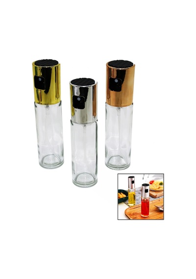 100 Ml Sprey Cam Yağdanlık Krom - Renkli Sprey Kafa - İnce Uzun Şişe Çok Renkli
