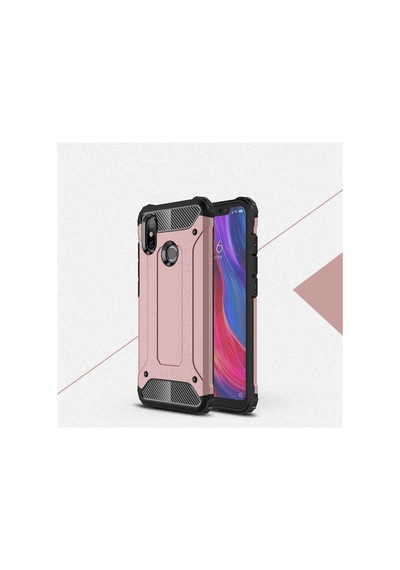 Noktaks - Xiaomi Uyumlu Xiaomi Mi 8 - Kılıf Çift Katman Zırh Tank Crash Military Kapak - Rose Gold