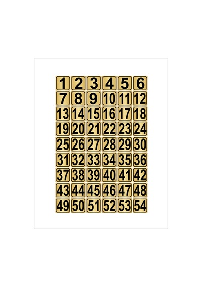 Metal Kapı,masa,dolap Numarası 5cmx5cm 54 Adet (1…54) Altın Renk Metal