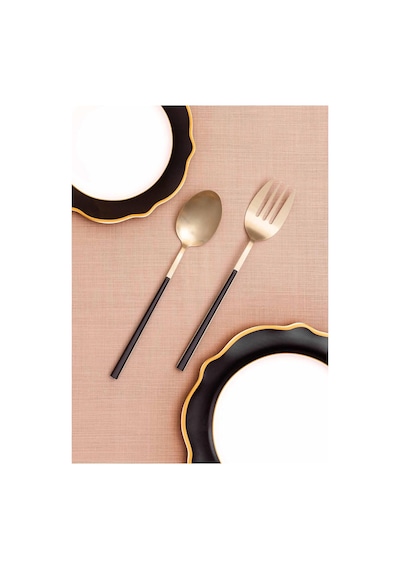 The Mia Salata Servis Seti Bianco Siyah Gold Ckb0248 Altın - Siyah