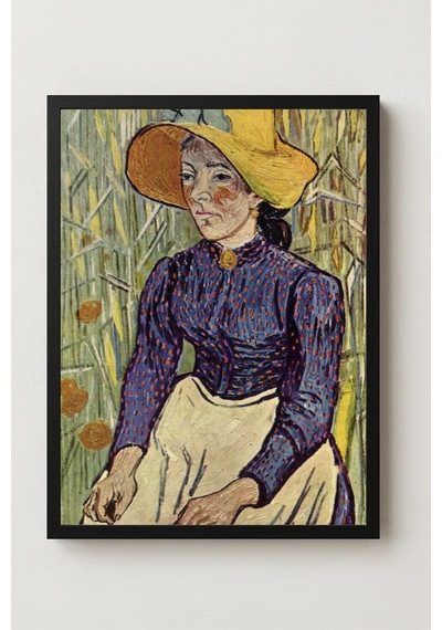 Van Gogh Buğday İçinde Hasır Şapkalı Genç Köylü Kadın Çerçevesiz Poster 30x42 Cm A3 Tablo