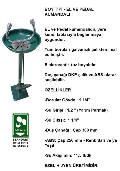 Ea 2031-a Acil Göz Yıkama Duşu - Boy Tipi Galvaniz