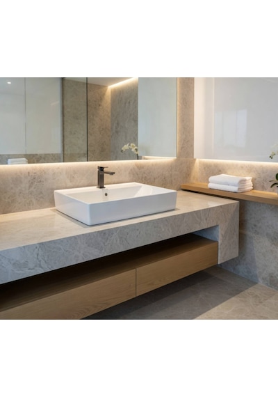 Ece Banyo - Sekura Desing Tezgah Üstü Lavabo 70 Cm Beyaz - 7728