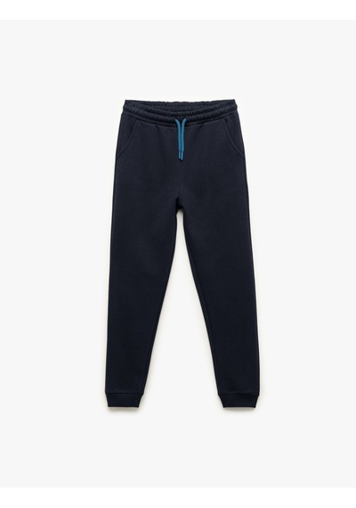 Koton Cep Detaylı Beli Bağlamalı Şardonlu Basic Jogger Eşofman Altı Lacivert 7wkb40020tk