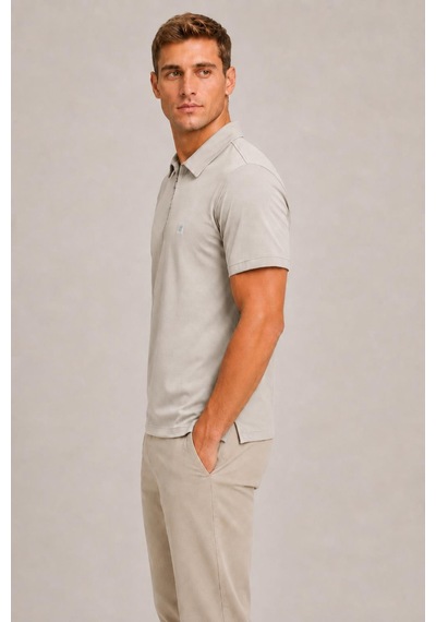 Alexander Gardi Teknik Kumaş Fermuarlı Polo T-shirt Vizon