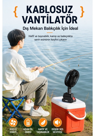 Ezere Airmax Şarjlı Taşınabilir Outdoor Fan Vantilatör St-7997