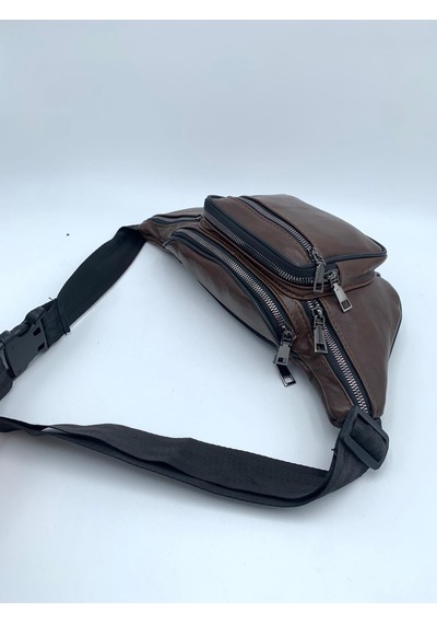 Nahitatyana Unisex Kahve Çok Cepli Hakiki Deri Freebag Bel Çantas Kahve - Kahve