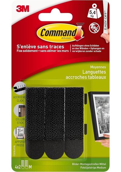 Command Resim Montaj Şeritleri 17201blk, Orta Boy, Siyah, 4 Set