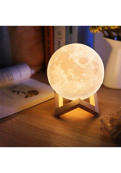 3d Ay Mom Sarı Renk Gece Lambası Stand Hediyeli