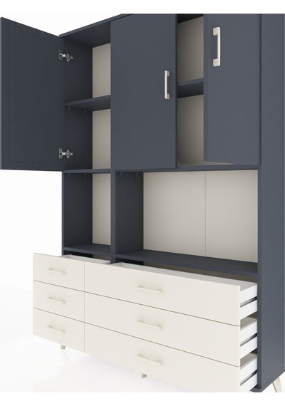 Arges Dolap 6 Raflı 6 Çekmeceli 3 Kapaklı 132x30x195 Antrasit-antrasit/aytaşı Antrasıt/aytası Arges Dolap 6 Raflı 6 Çekmeceli 3 Kapaklı 132x30x195 Antrasit-antrasit/aytaşı Antrasıt/aytası