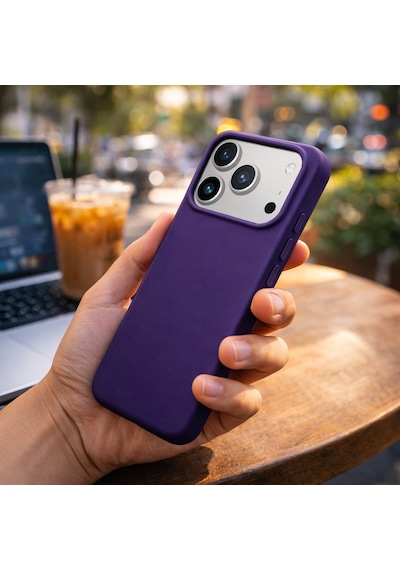 Apple Uyumlu iPhone 17 Pro Max Kılıf Renkli Lansman İçi Kadife Yumuşak Kamera Yükseltili Silikon Mor