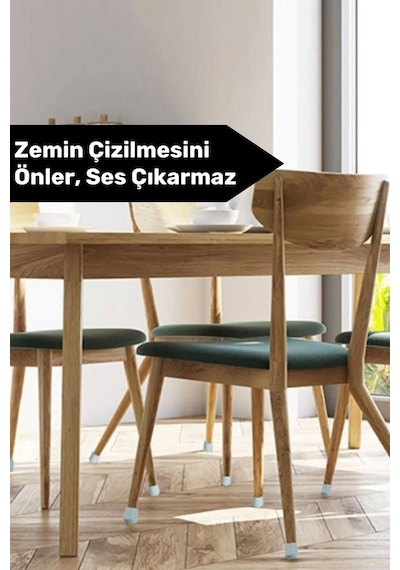 Premium Kaydırmaz Çizdirmez Mobilya Masa Sandalye Zemin Koruyucu Silikon Pabuç Ayak Kılıf 24 Adet