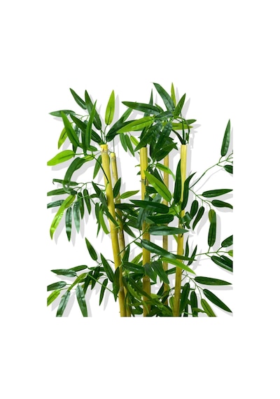 Cihan Çiçekçilik Yapay Bambu Ağaç 110 Cm 5 Bambulu Siyah Saksı Beyaz- Yeşil