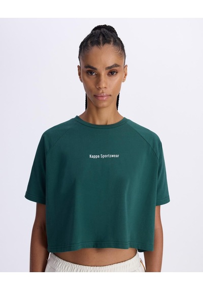 Kappa Authentic Angelou Kadın Petrol Yeşili Comfort Tişört
