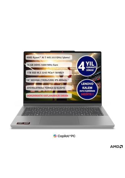 Lenovo Ideapad 5 2 İn 1 14AGP11 83UH0049TR Ryzen Aı 7 445 16 GB 1 TB SSD 14" Dos Dizüstü Bilgisayar